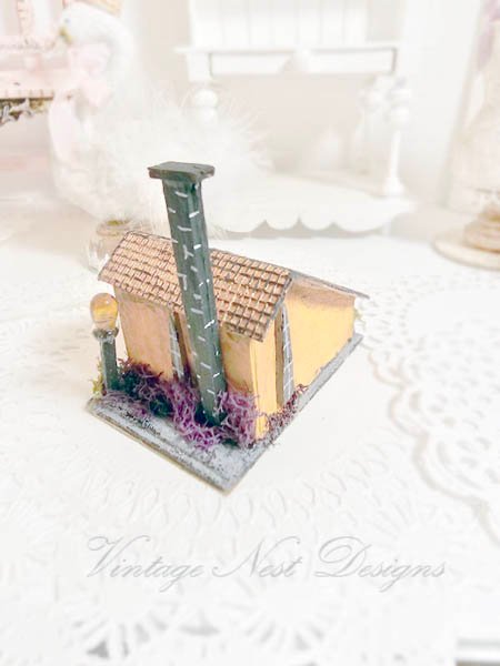 Putz Halloween House No.3 Miniature Handmade Shadow Box Diorama One of a Kind image 5