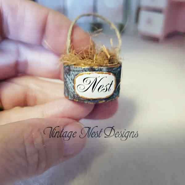 Bird Nest Basket No.4 Dollhouse Miniature Handmade image 2