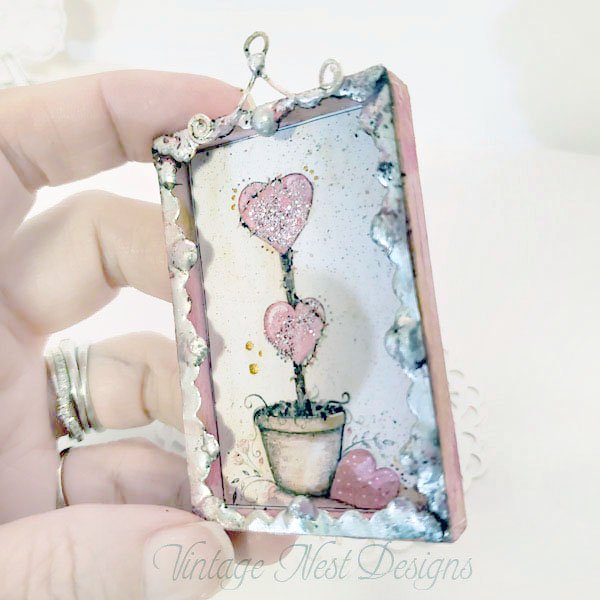 Metal Framed Valentine Topiary No.2 Dollhouse Miniature Handmade image 2