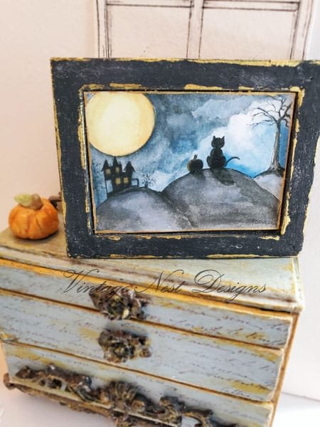 Cat & the Moon No.1:5 Dollhouse Miniature Handmade image 1