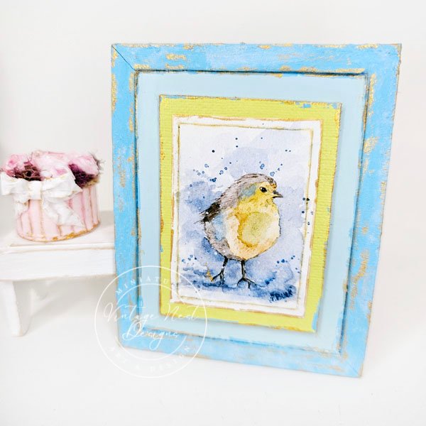 Bird No.1:2 Dollhouse Miniature Handmade Wooden Framed Art image 0