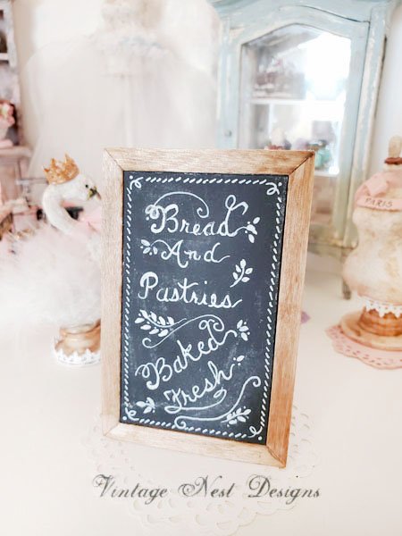Bakery Sign No.19 Dollhouse Miniature Handmade Wooden Framed Art image 0