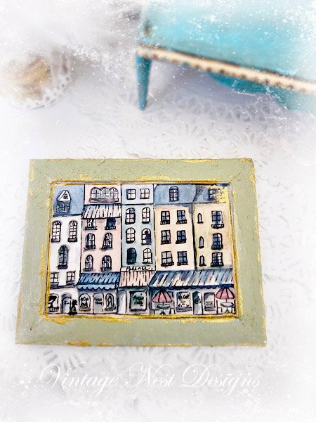 Paris Shopping in the City No.1:6 Dollhouse Miniature Handmade Wooden Framed Art image 2