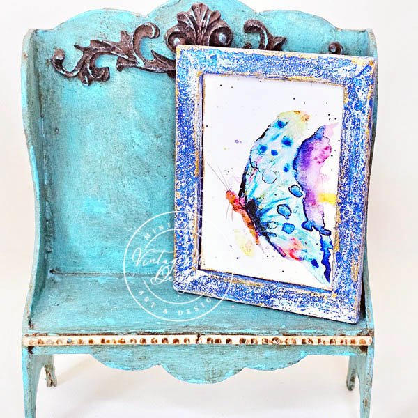 Butterfly No.1:3 Dollhouse Miniature Handmade Wooden Framed Art image 2