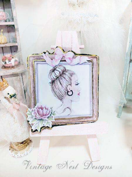 Hello Beautiful No.1:1 Dollhouse Miniature Handmade Framed Art image 0