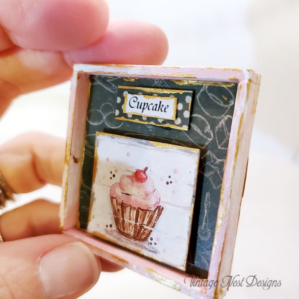 Bakery Sign No.19:2 Dollhouse Miniature Handmade Wooden Framed Art image 1