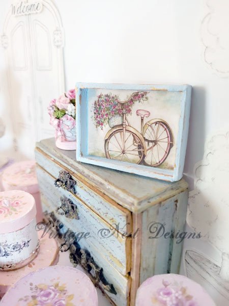 Roses & Bicycle No.1:1 Dollhouse Miniature Handmade image 3