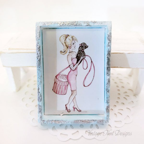 Barbie Shopping No.4:5 Dollhouse Miniature Handmade Wooden Framed Art image 0