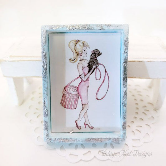 Barbie Shopping No.4:5 Dollhouse Miniature Handmade Wooden Framed Art image 0