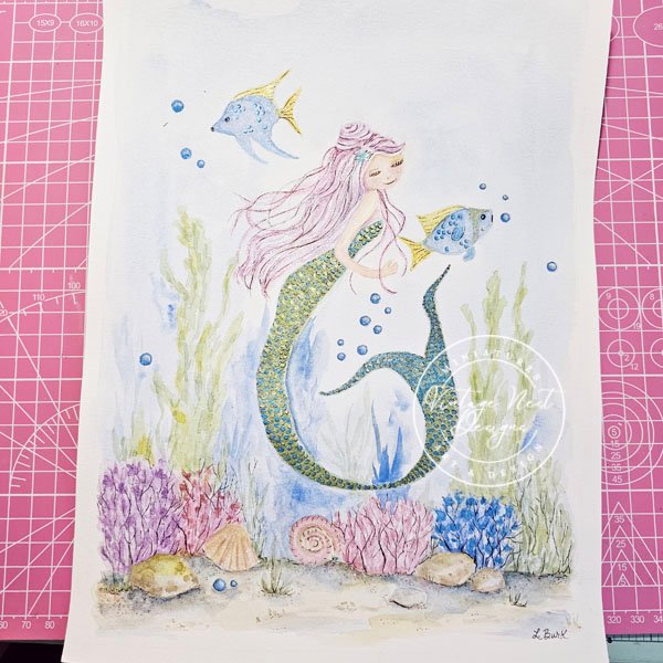 Mermaid No.4 Fine Art Original Watercolor Painting image 4