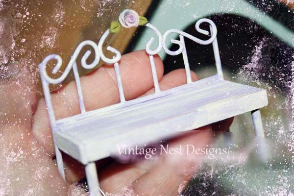Metal & Bench No.1 Dollhouse Miniature Handmade image 1
