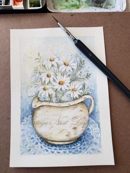 Daisies No.1 Original Watercolor Painting image 5