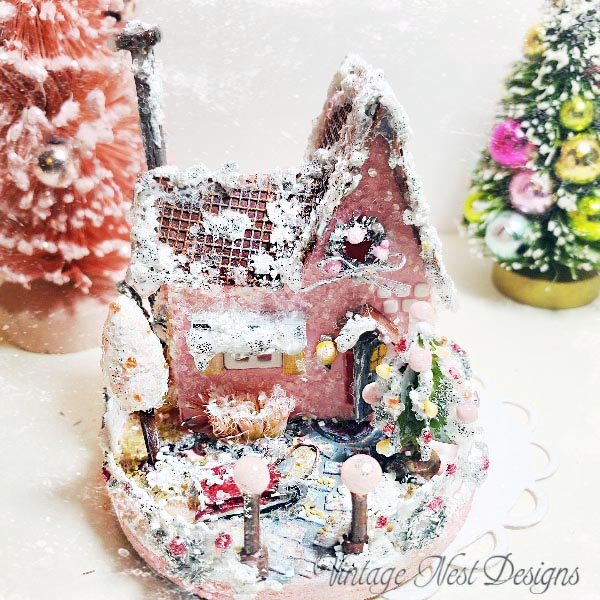 Putz Glitter Holiday House No.6 Handmade Miniature image 0