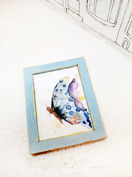 Butterfly No.1:1 Dollhouse Miniature Handmade Wooden Framed Art image 4