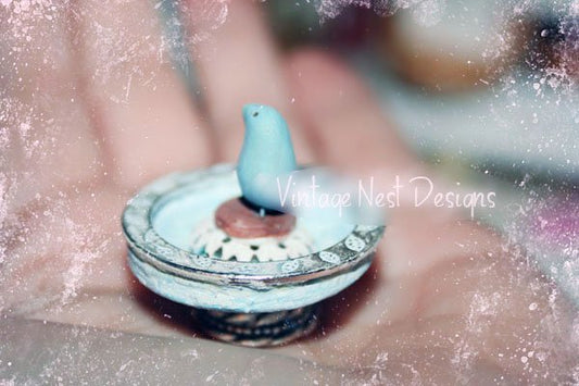 Bird Bath No.2 Dollhouse Miniature Handmade image 0