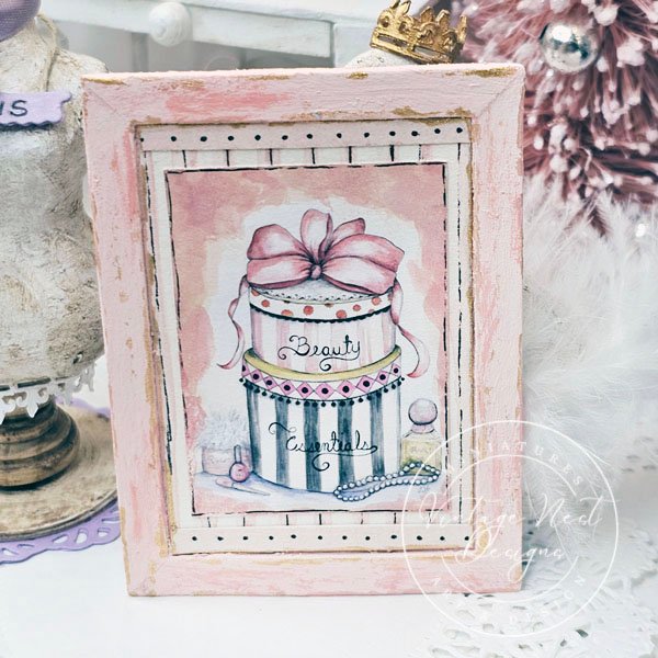 Beauty Essentials No.1:2 Dollhouse Miniature Handmade Wooden Framed Art image 5