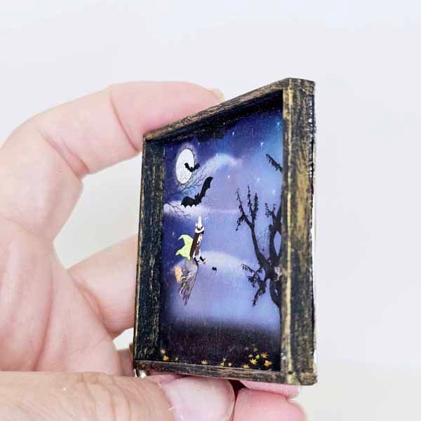 Happy Hauntings No.1:1 Dollhouse Miniature Handmade Wooden Framed Art image 4