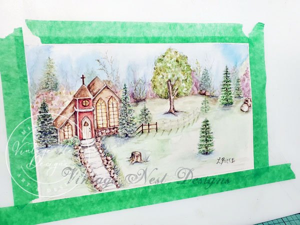 Church in the Woods No.2 Digital Prints Watercolor Painting image 14