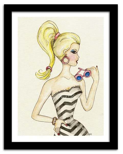 Barbie Doll No.1 Digital Print Watercolor Painting image 1