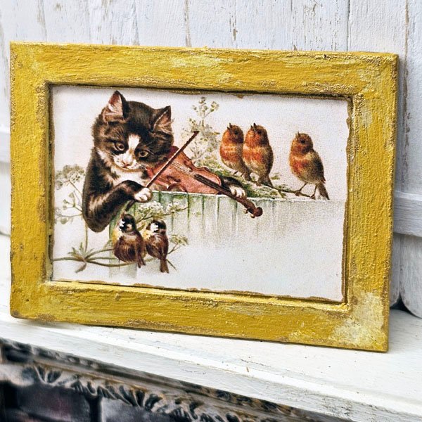 The Cat & The Fiddle No.1:2 Dollhouse Miniature Handmade Wooden Framed Art image 5