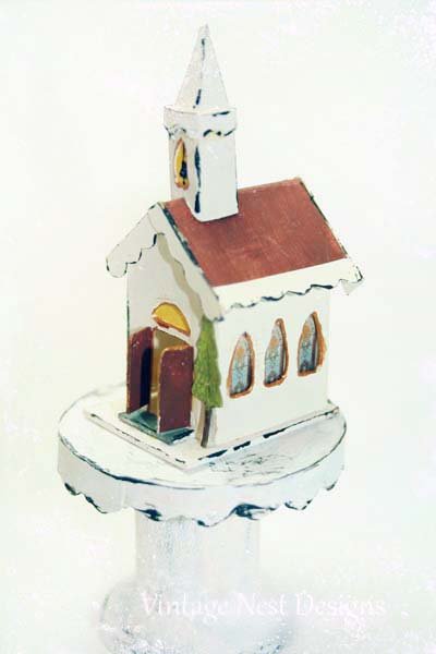White Putz Church No.1 Handmade Miniature image 1