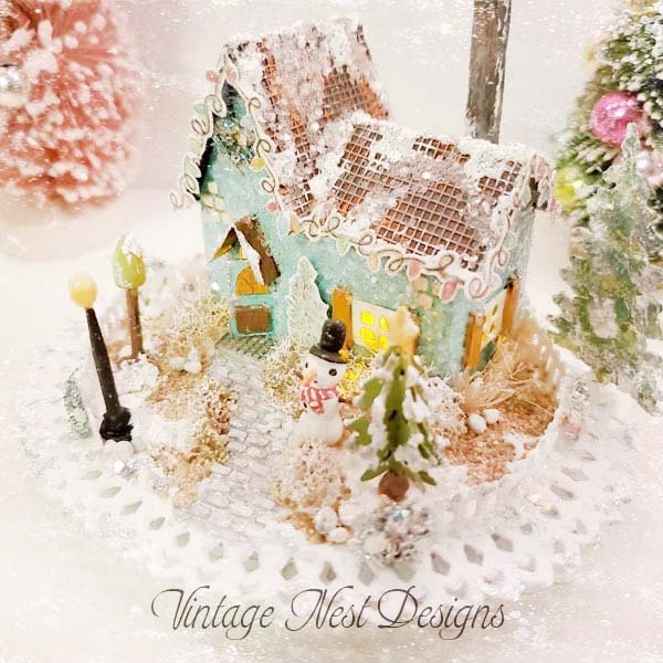 Christmas Putz Glitter Holiday House No.26 Handmade Miniature image 7