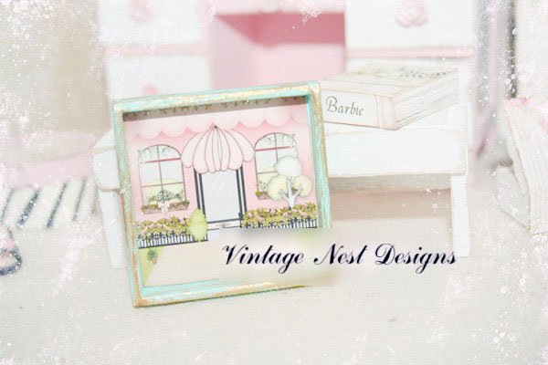 Store Front No.6:1 Dollhouse Miniature Handmade Wooden Framed Art image 0
