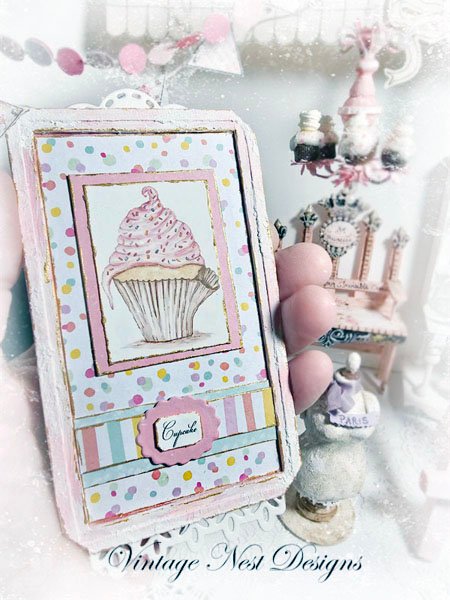 Cupcake No.5:2 Dollhouse Miniature Handmade Wooden Framed Art image 4