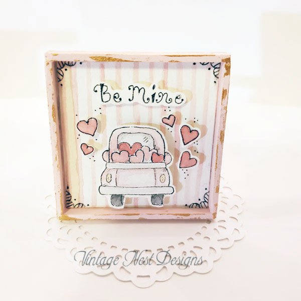 Valentine Be Mine No.1 Dollhouse Miniature Handmade Framed Art image 0