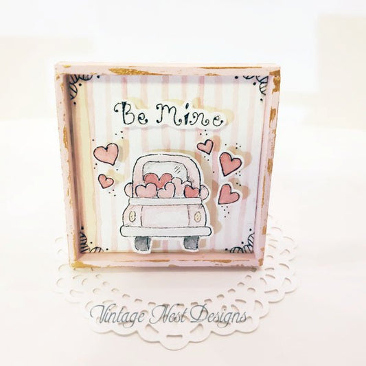 Valentine Be Mine No.1 Dollhouse Miniature Handmade Framed Art image 0