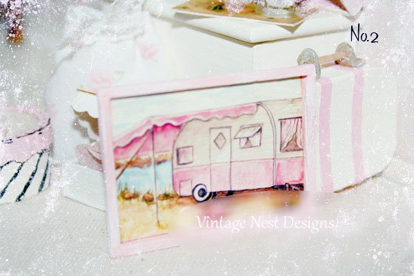 Barbie Camper No.1:2 Dollhouse Miniature Handmade Wooden Framed Art image 2