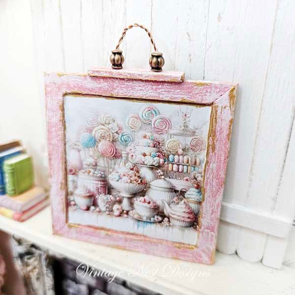 Pastel Sweets No.1:1 Dollhouse Miniature Handmade Wooden Framed Art image 7