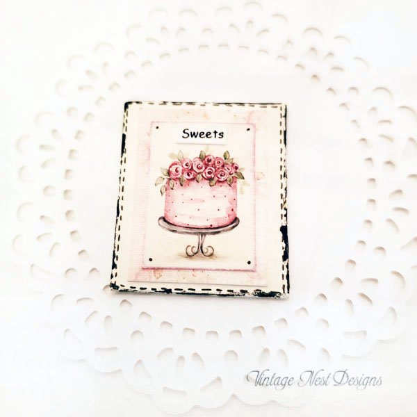 Cake No.7:6 Dollhouse Miniature Handmade Wooden Framed Art image 6