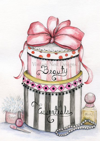 Beauty Essentials No.1 Digital Prints Watercolor Painting image 1