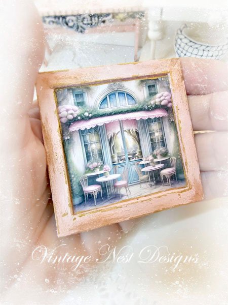 City Life No.5:1:12 Dollhouse Miniature Handmade Wooden Framed Art image 2
