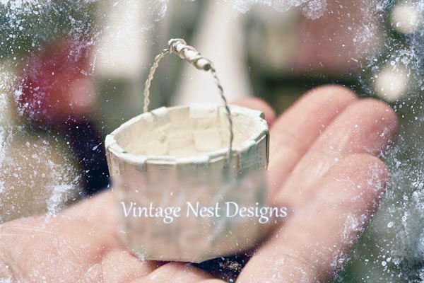 Blue Basket No.2 Dollhouse Miniature Handmade image 1