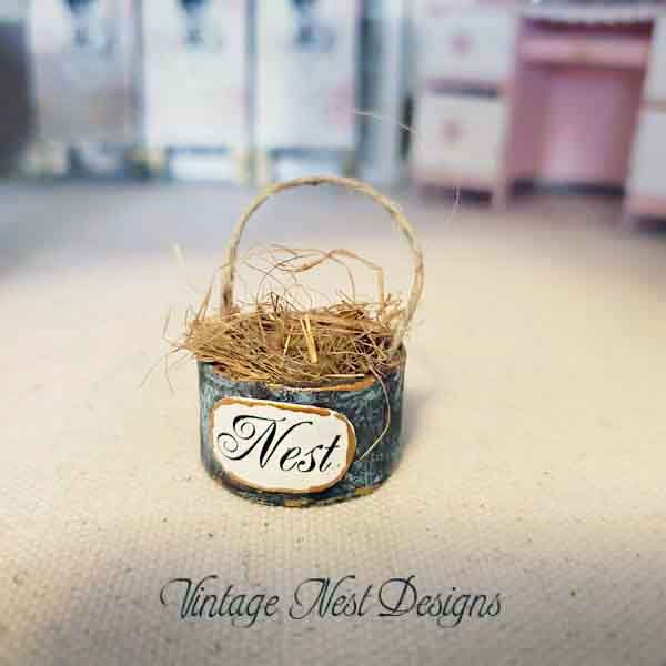 Bird Nest Basket No.4 Dollhouse Miniature Handmade image 3
