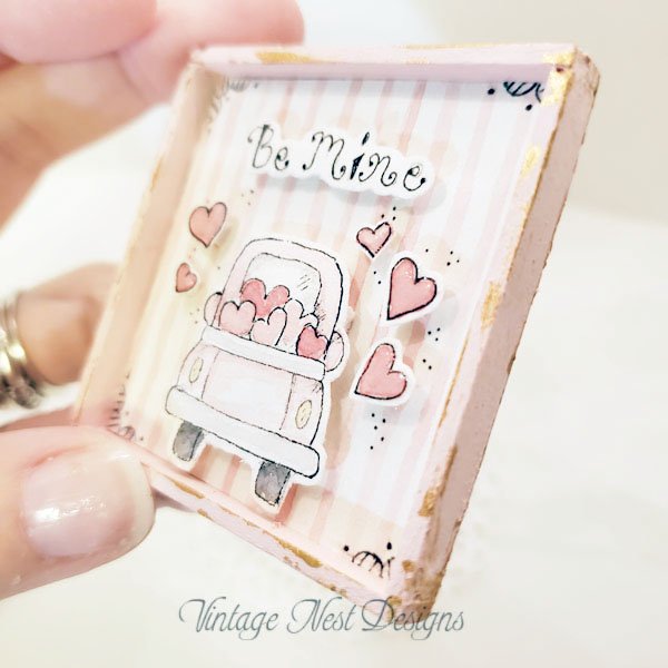 Valentine Be Mine No.1 Dollhouse Miniature Handmade Framed Art image 1