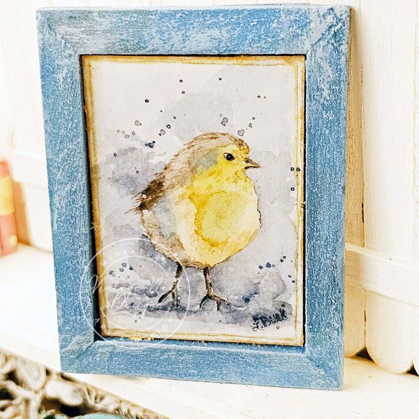 Bird No.1:1 Dollhouse Miniature Handmade Wooden Framed Art image 2