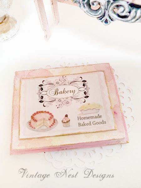 Bakery Sweets No.4:3 Dollhouse Miniature Handmade Wooden Framed Art image 3