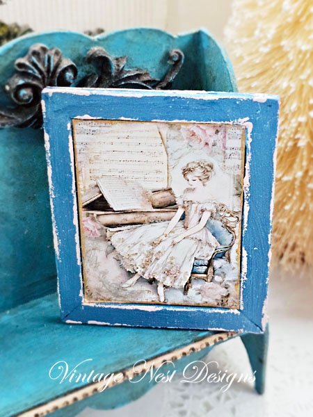 Victorian Woman No.2:1 Dollhouse Miniature Handmade Wooden Framed Art image 3