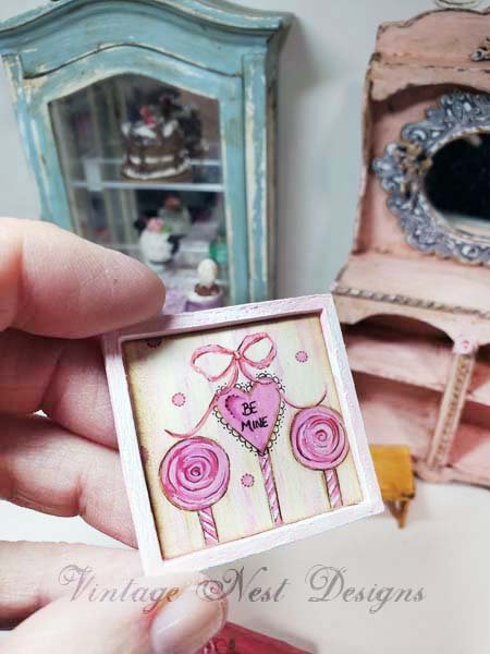 Valentine Lollipop No.3 Dollhouse Miniature Handmade image 2