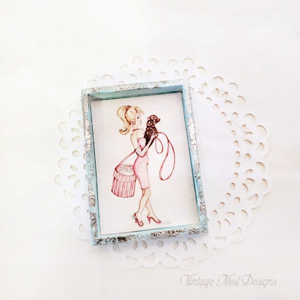 Barbie Shopping No.4:5 Dollhouse Miniature Handmade Wooden Framed Art image 4