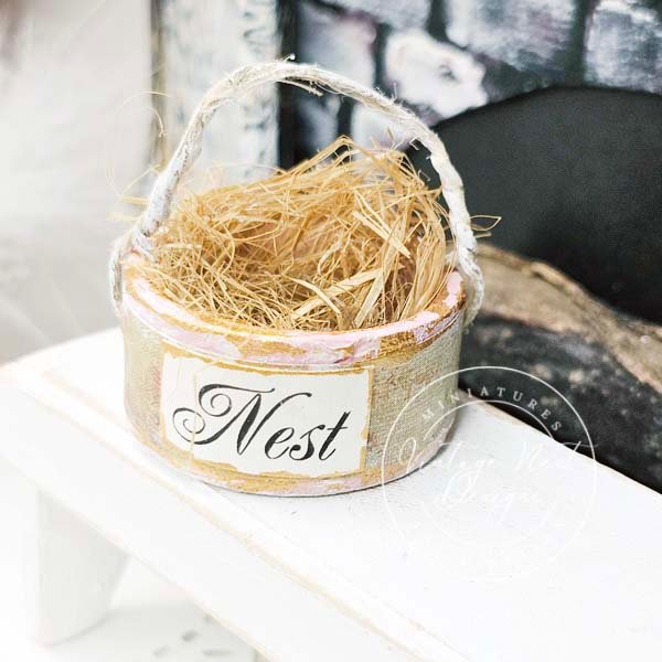 Bird Nest Basket No.8 Dollhouse Miniature Handmade image 1