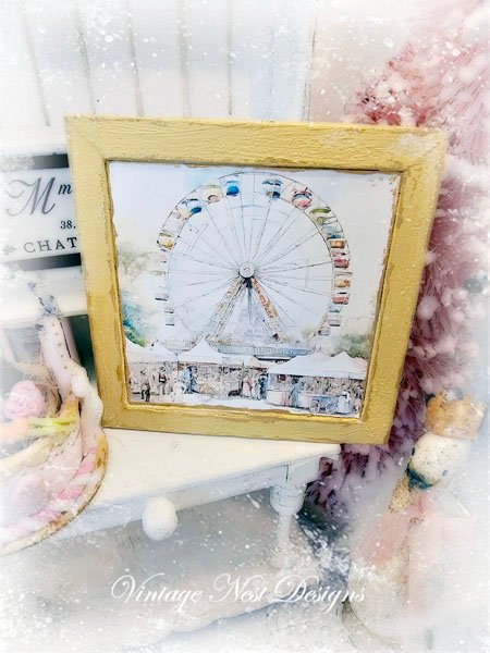 Carnival Fair No.1:1 Dollhouse Miniature Handmade Wooden Framed Art image 1