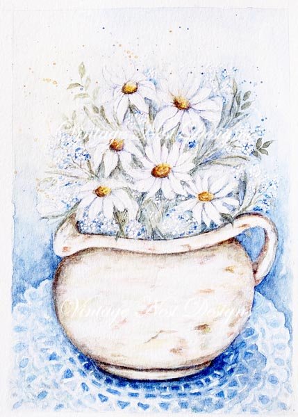 Daisies No.1 Original Watercolor Painting image 0