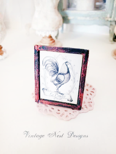 Roosters No.1:2 Dollhouse Miniature Handmade image 2