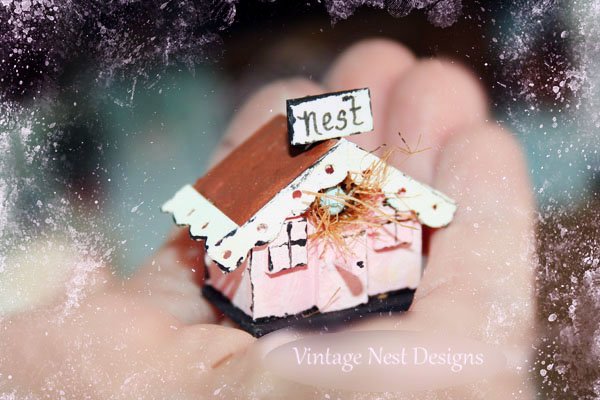 Bird Nest House No.3 Dollhouse Miniature Handmade image 1