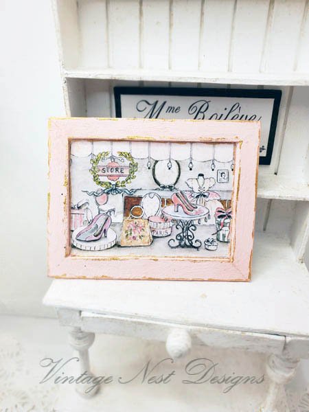 Store Front No.1:1 Dollhouse Miniature Handmade Wooden Framed Art image 0