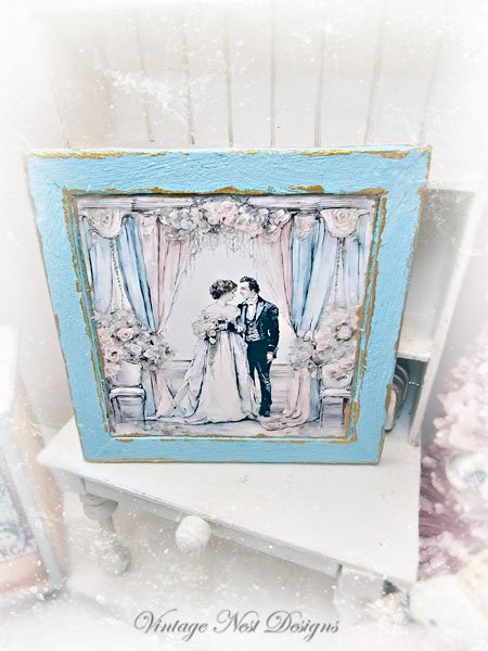 Wedding Couple No.2 Dollhouse Miniature Handmade Framed Art image 2
